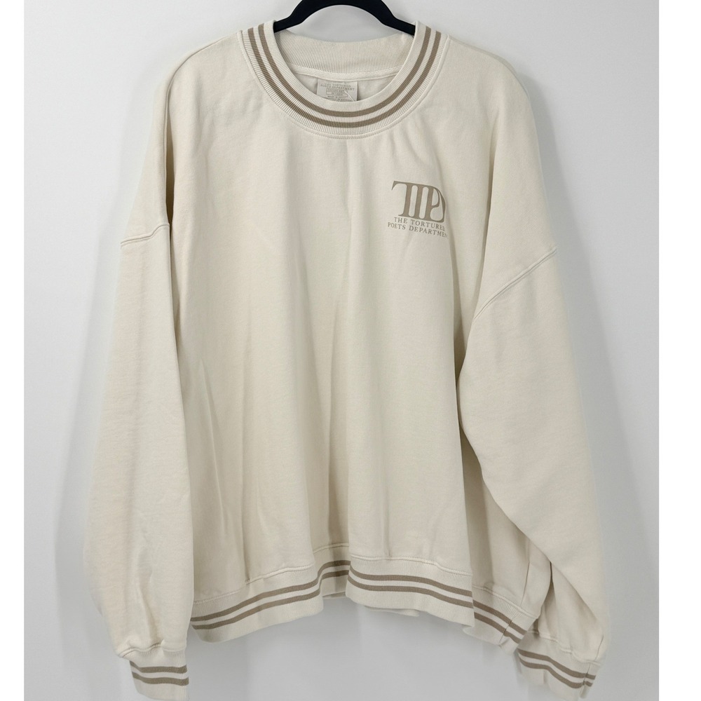 Taylor Swift Sweatshirt 3XL TTPD Tortured Poets Department ribbed cuff crewneck